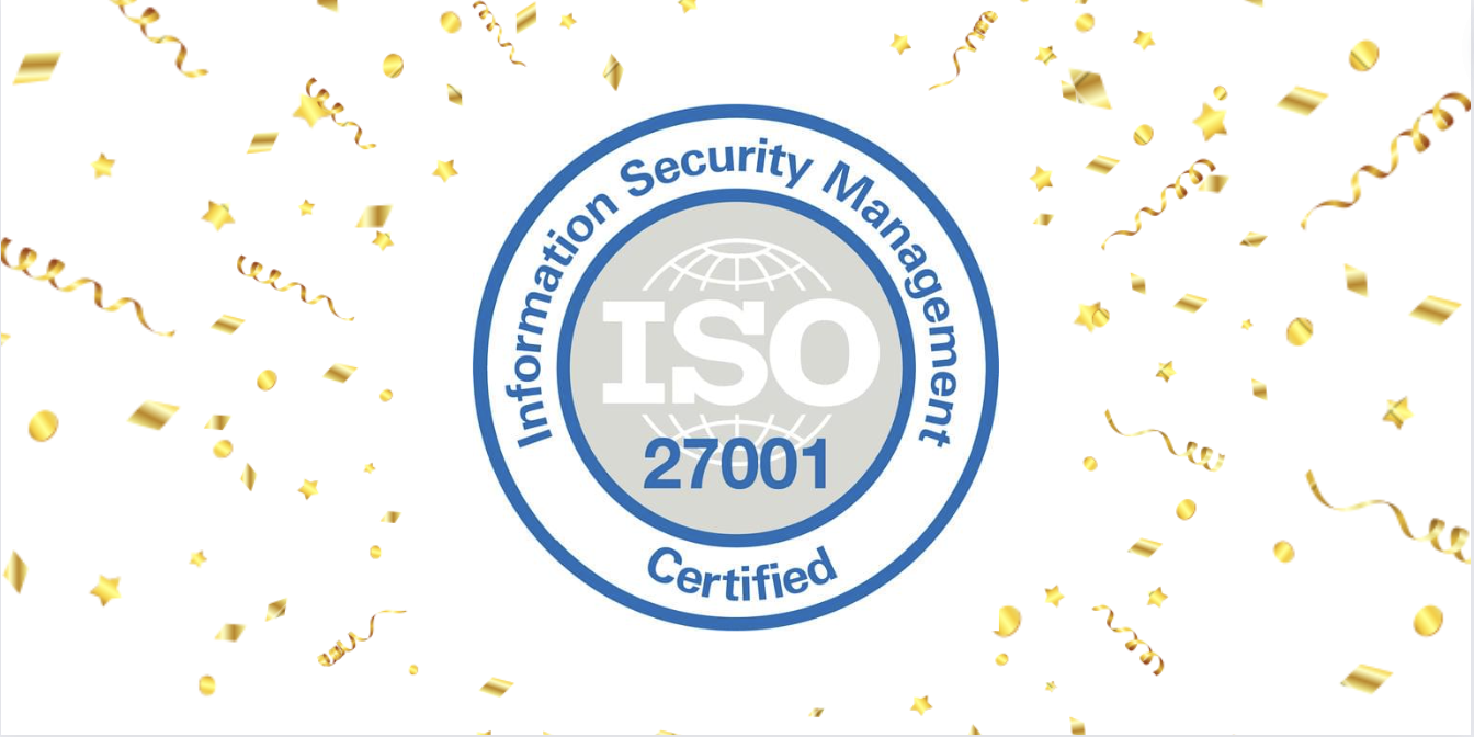 ISO 27001 Logo surrounded with confetti